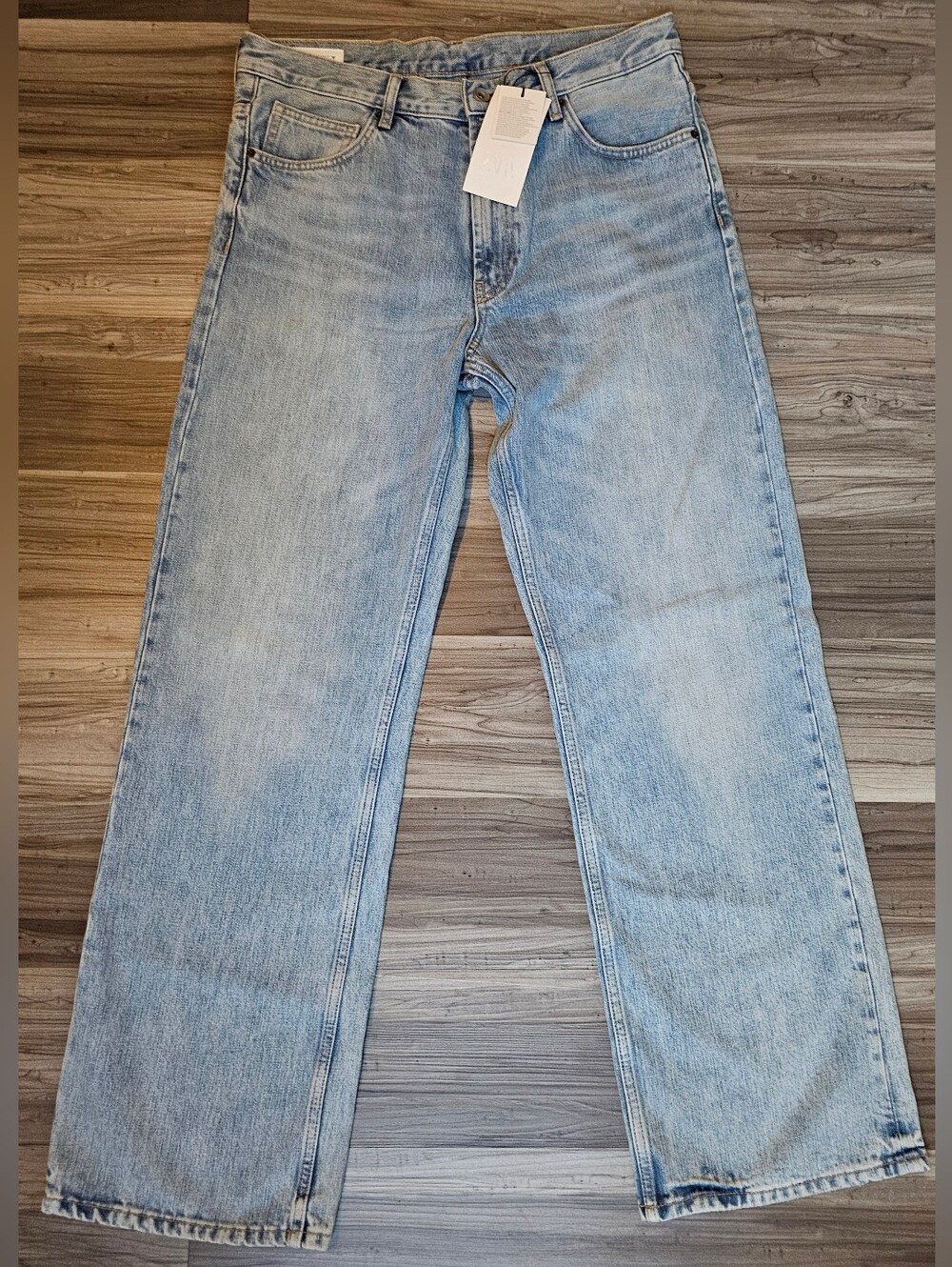 ZARA Womens TRF Mid-rise Straight-Leg Jeans